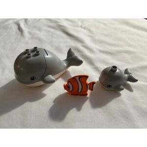 LEGO DUPLO Ocean Animals mommy whale & baby whale & Fish Building Blocks Toy Set